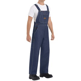 Red Kap Men's Denim Bib Overall, 32W x 34L