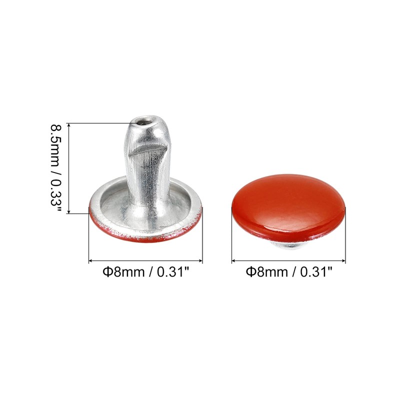 sourcing map 100 Sets Leather Rivets, 8mm Double Cap Rivets