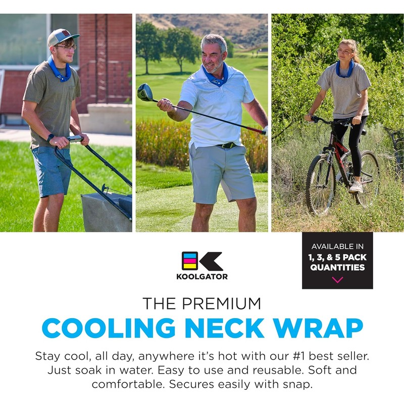 KOOLGATOR Evaporative Cooling Neck Wrap – Reusable Neck Cooler with