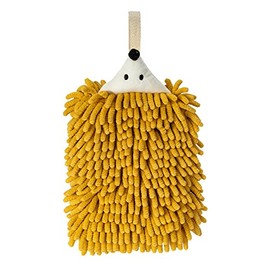 GTONEE Cute Hedgehog Kitchen Hanging Hand Towels Absorbent Animal Towels Soft Chenille Hand Towels Yellow