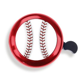 WIRESTER Red Aluminum Round Bike Bell, Classic Ring Bicycle Bell, Bike Accessories Bell Ring for Adults Kids Girls Boys - Baseball