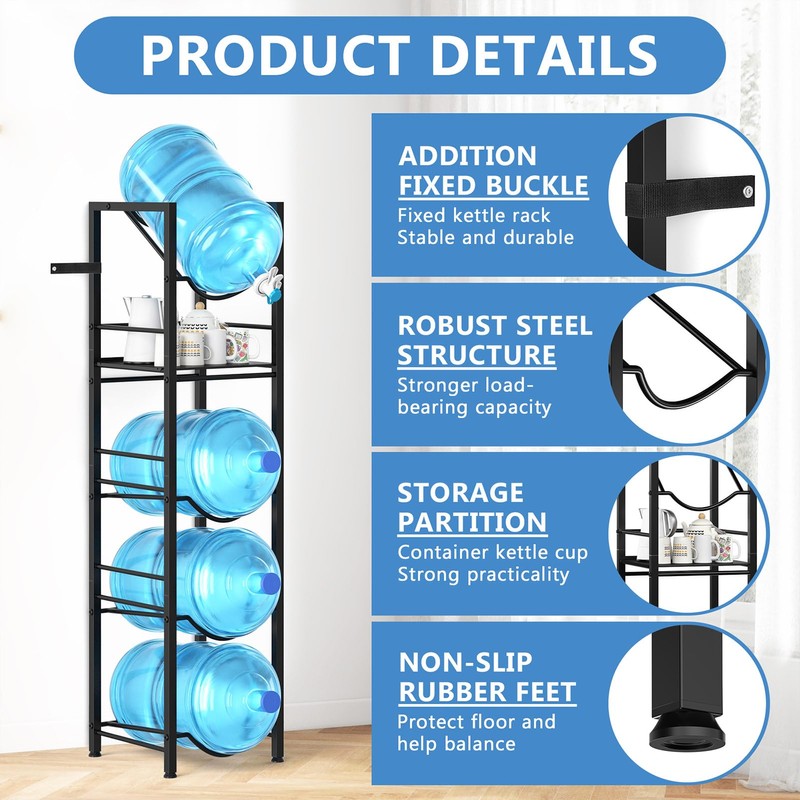 Eocnrhe 2-In-1 5 Gallon Water Jug Holder, 5 Tier Water