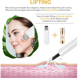 CLEOSKIN Kit Espátula peelong ultrasónico y cepillo de limpieza facial, Extractor de puntos negros y espinillas, limpiador de poros