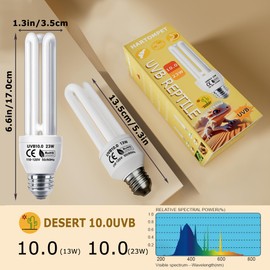 HARTOMPET UVA-UVB Linear Lamp, Compact Fluorescent Lamp(CFL), Terrarium Bulb (1PCS Desert, UVB10.0 23W)