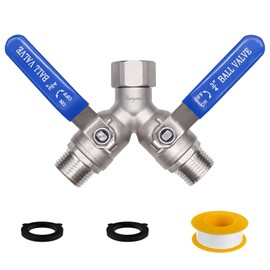 Horiznext GHT 3/4 hose splitter 3 way heavy duty, Y shape stainless steel garden hose shut off valve adapts outdoor water pipe tank spigots（ 1 pc ）