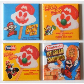 Video Game Ice Cream Sign Fridge Magnet Set (2 x 2 inches)