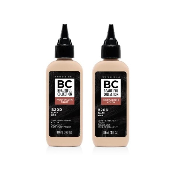 Cliral Beautiful Collection Semi-Permanent Hair Color, 3oz (B20D Black, 2pack)