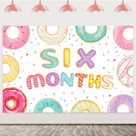 Donut Half Birthday Decorations - Donut 6 Month Birthday Backdrop, Happy Half Birthday Decorations for Girl, Donut 1/2 Way to First Birthday Party Photography Background