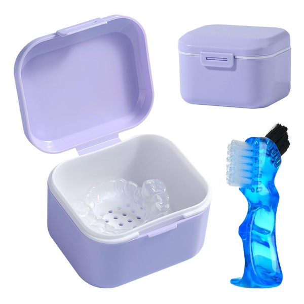 GmeDhc Dental Denture Box with Denture Brush, Denture Box, Dental
