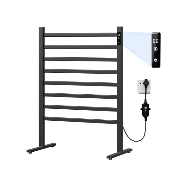Freestanding Towel Warmer,Aluminum Electric Heated Towel Rack with Timer, LED