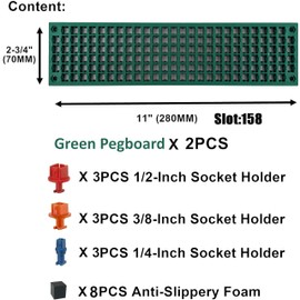 FREE ZONE - Bit Organizer Set (Green) | 158 Hole Bit Storage | 1/4 Inch Hex Bit & Drive Bit Adapter Storage | Screwdriver Bit Organizer | Toolbox Organizer | Tools are Not Included