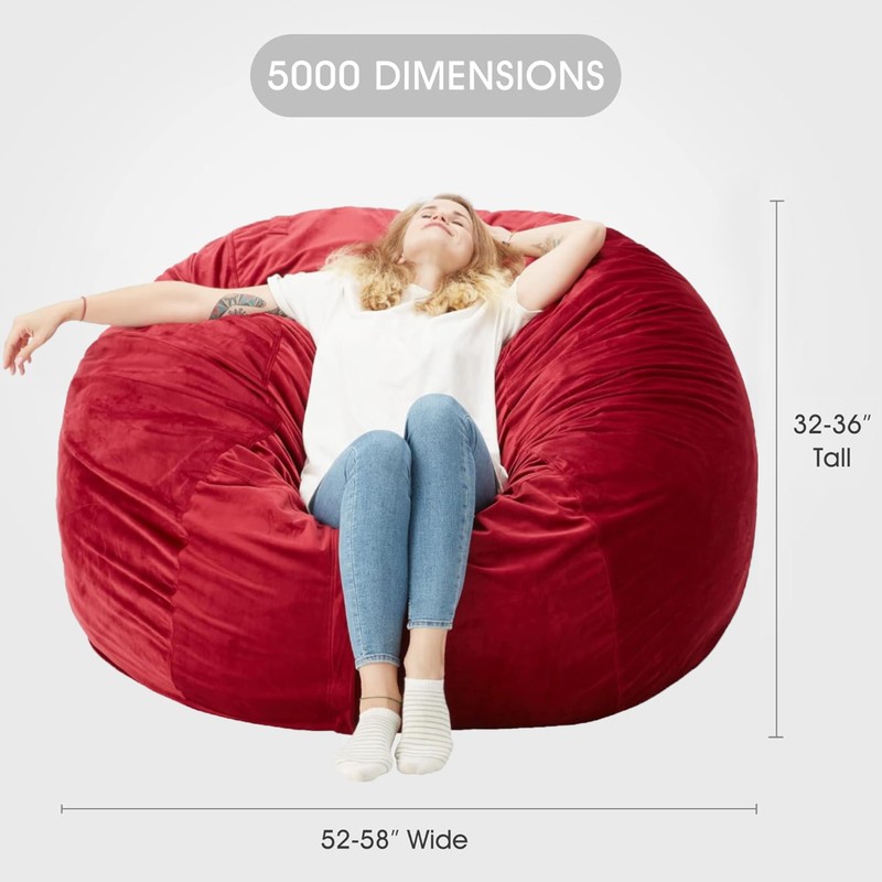 HABUTWAY Bean Bag Chair: Giant 5' Memory Foam Furniture Bean