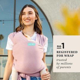 Moby Baby Wrap Carrier Classic for Newborns to Toddlers (8-33lbs), Infant Sling Carrier, Lightweight & Hands Free Design, Adjustable for All Body Types (Dusty Rose)