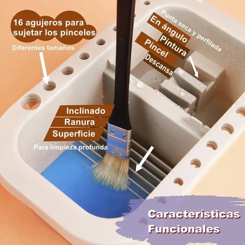 Lavabo Multifunción para Pinceles con Paleta y 18 Pozos, de