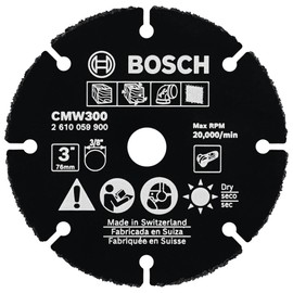 BOSCH CMW300 3 In. Carbide Multi-Wheel Compatible with 3/8 In. Arbor for Applications in Cutting Wood, Wood with Nails, Plastic, Plaster