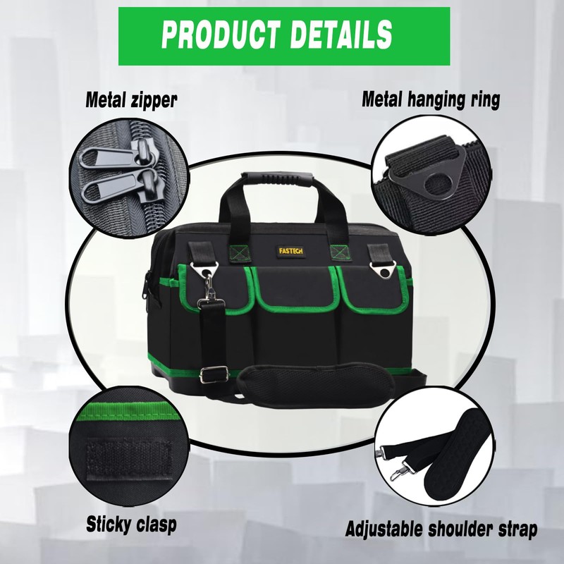 FASTECH 22 Inch Tool Bag With Molded Base and Comfortable