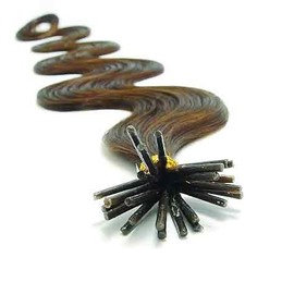 200 Strands Wavy Body Wave Micro Ring Links Locks Beads Keratin Stick I Tipped Pre Bonded Human Hair Extensions Color #8 (Light Brown)