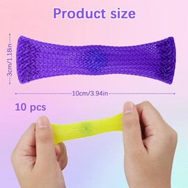 12 Pcs Mesh Fidget Toys, Silent Squeezable Anxiety Mesh Tube with a Marble Inside, Colorful Relief Toys for Sensory Anxiety (Multi-colour)