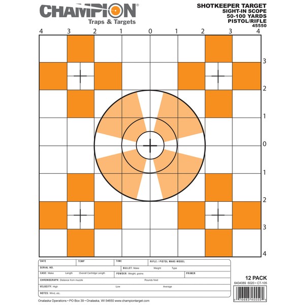 Champion Traps and Targets, Shotkeeper Sightin Scope Target, Small (Per 12)