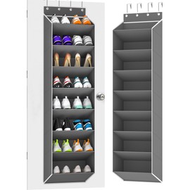 KYEVIS Over The Door Shoe Organizer Storage Fit 16-24 Pairs Hanging Shoe Rack Organiser for Closet Door, Deep Pocket Shoe Holder for Sneakers,Boots Storage(1 Pack Grey)