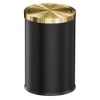 LEASYLIFE 9L/2.4GAL Black Bathroom Trash Can,Gold Small Trash Can with