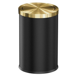 LEASYLIFE 9L/2.4GAL Black Bathroom Trash Can,Gold Small Trash Can with Lid,Garbage cans for Bathroom, Hotel,Office,Lundry,Powder Room (ＢＬＡＣＫ)