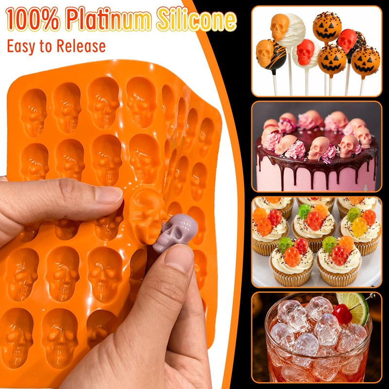 Skull Chocolate Candy Mold 120 Cavity, Gummy Skull Chocolate Mold