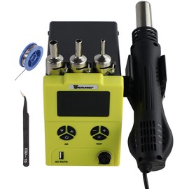 Sumsour 868D Hot Air Heat Gun 700W 110V Solder Rework Station BGA SMD Soldering Desoldering Welding Repair Tools (Yellow, 868D)