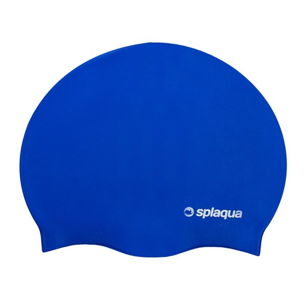 Splaqua Silicone Solid Swim Cap - Waterproof, Comfortable Stretch Fit, for Men and Women, Suitable for Long Hair - for Swimming, Diving & Snorkeling - Royal Blue