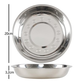 Uumitty Set of 4 Stainless Steel Round Dinner Plates, 20 cm Kitchen Dinner Plates