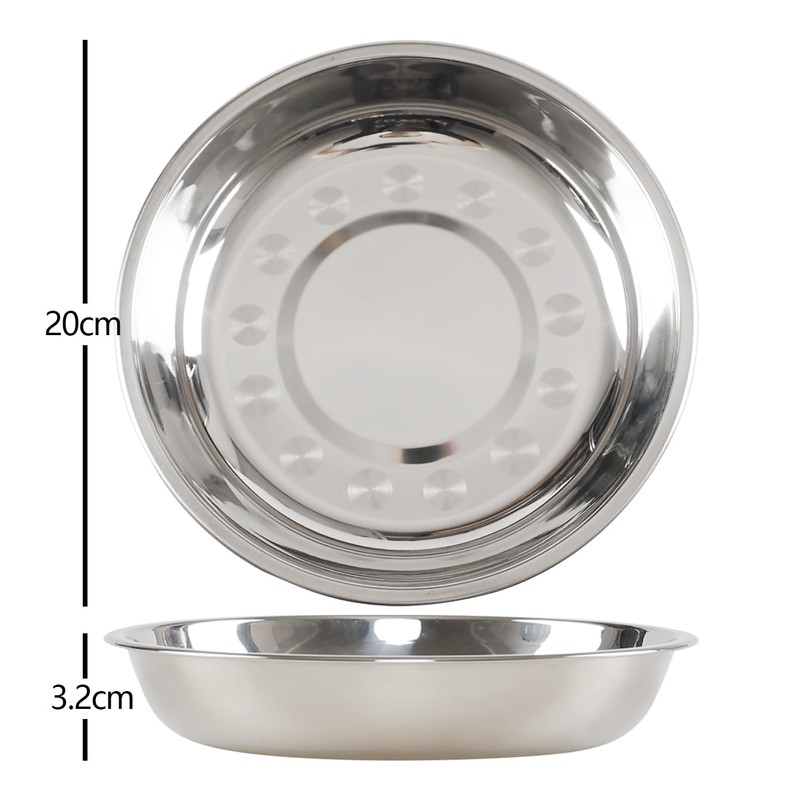Uumitty Set of 4 Stainless Steel Round Dinner Plates, 20