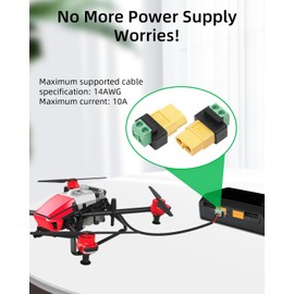 YANBORONSN XT60 Connectors Screw Terminal Adapter,XT60 Female to 2PIN Solderless Terminal Adapter for Solar Panels,Drone, Model Aircraft, Balance Charger(2 Pack)