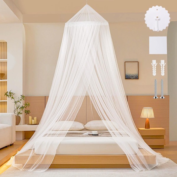 Mosquito Net For Bed, Dome Single Door White Bed Canopy,