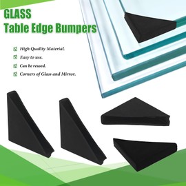 generic 8mm/0.31"" Plastic Glass Table Edge Guards Corner,Triple-cornered Corners Glass Edge Bumpers Guard Bumpers for 8mm Glass(40pcs), Black