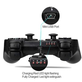 P3 Controller, Play3 Controller Compatible for Play 3 System, PC, Control Play3 with Double Vibration, 6-Axis and 360°Joystick, 400mAh(Black)