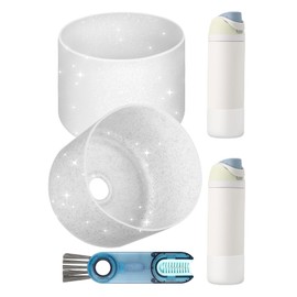 Toykee Silicone Water Bottle Boot 2Pcs for Owala Freesip 24oz - Anti-Slip Protective Bottom Cover Bumper Protector Sleeve Accessories with Lid Cleaning Brush White