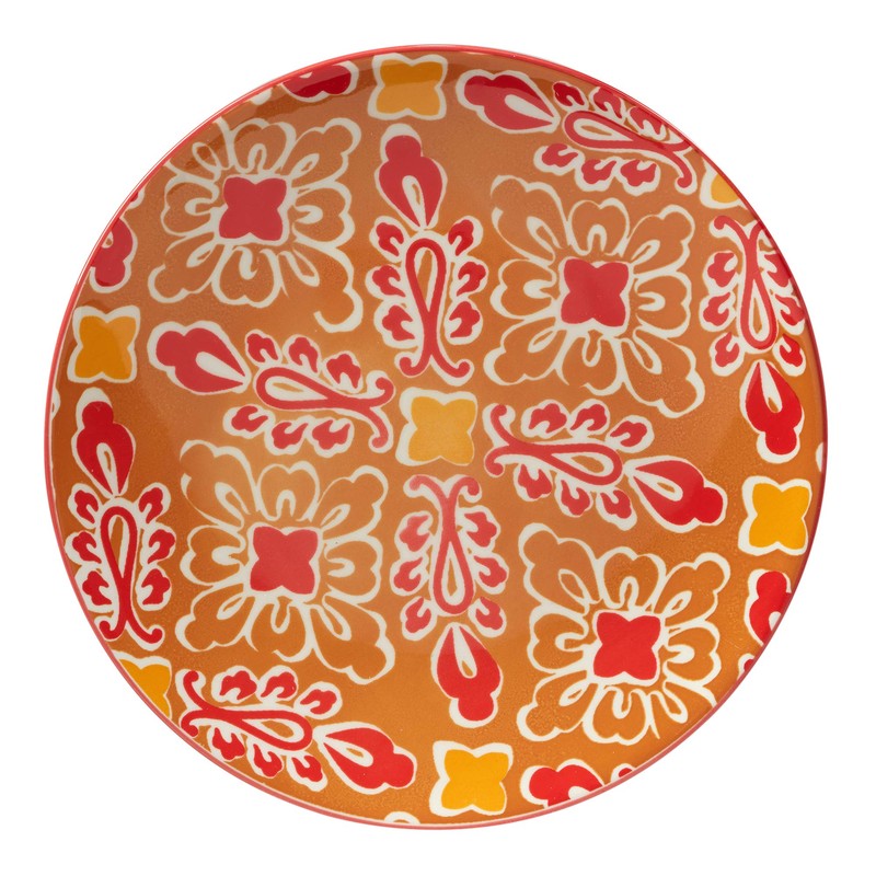 Damask Floral 8.5" Porcelain Salad & Dessert Plates, Set of