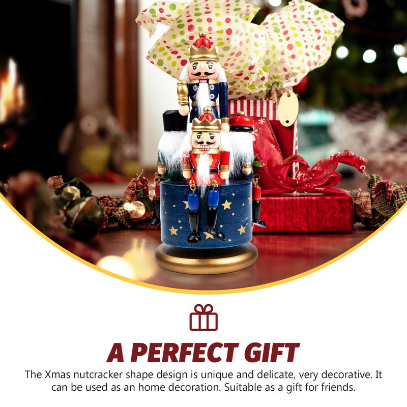 Cabilock Nutcracker Music Box 3 Wooden Nutcracker Soldier Toy Christmas