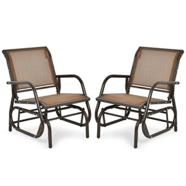 S AFSTAR Outdoor Patio Glider Chairs Set of 2, Porch Glider Swing with Breathable Mesh Fabric and Sturdy Steel Frame, Load Capacity 330LBS, Single Glider Chair for Outside Garden Backyard (Brown)