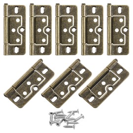 sourcing map 8Pcs 3x1.4 Inch Door Hinges Non-Mortise No Noise Bifold Door Hinges Plating for Cabinet Furniture Window Wardrobe with Screw, Bronze