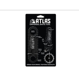 Atlas Universal Skate Tool with Screwdriver Black One Size, Includes: Keychain, Kingpin Wrench, Hardware Wrench, Bottle Opener, Axle Nut Wrench, Can Tool, Griptape Blade, Phillips Screwdriver