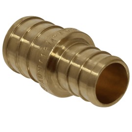 XFITTING 10 Pieces 5/8" x 3/4" Pex Reducing Coupling, Brass, Pex B, Crimp Version, 5/8 x 3/4 Pex Coupling