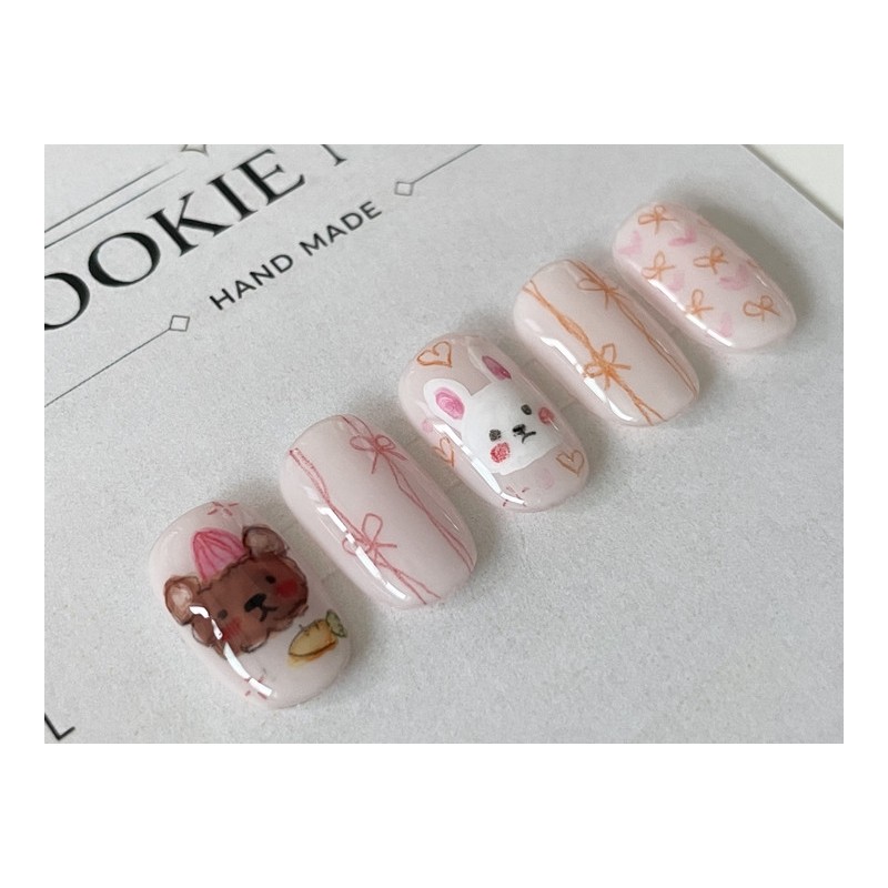 ⭐️ [Bunny Bear Picnic Nail] ⭐️ - Almond / ⭐️