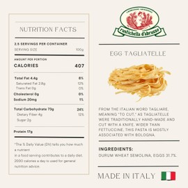Rustichella d'Abruzzo Egg Tagliatelle (Pack of 2), 250g Each - Traditional Egg Pasta - Authentic Italian Taste - Perfect for Bolognese & Cream Sauces