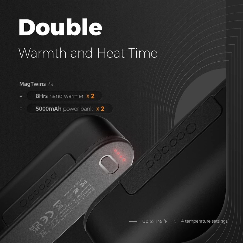 OCOOPA Hand Warmers Rechargeable 2 Pack, Magnetic Electric Handwarmer, 16