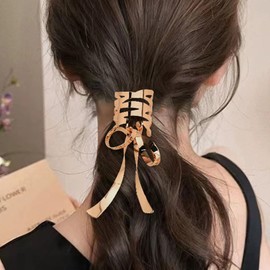 High Ponytail Clip for Thick Thin Hair Accessories Bow Barrette No Slip Hair Bow Ponytail Holder Clip for Women Gold Ponytail Hair Cuff Clip for Hair Ponytail Bands for Women Hair Clip Claw