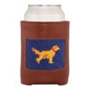 Full Grain Leather Needlepoint Can Coolers (Golden Retriever)