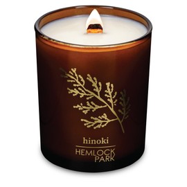Hemlock Park Classic Wick Candle Handcrafted with Natural Coconut Wax and Essential Oils (Amber & Gold 7.2 oz, Hinoki)