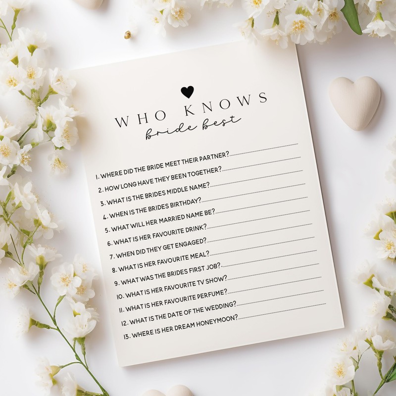 Hen Party Game Cards, Advice to the Bride, Who Knows