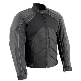 NexGen SH2153 Men's Black CE Armored Motorcycle Textile and Leather Combo Jacket - Medium